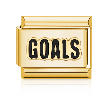 GOALS Text Italian Charm - Gold
