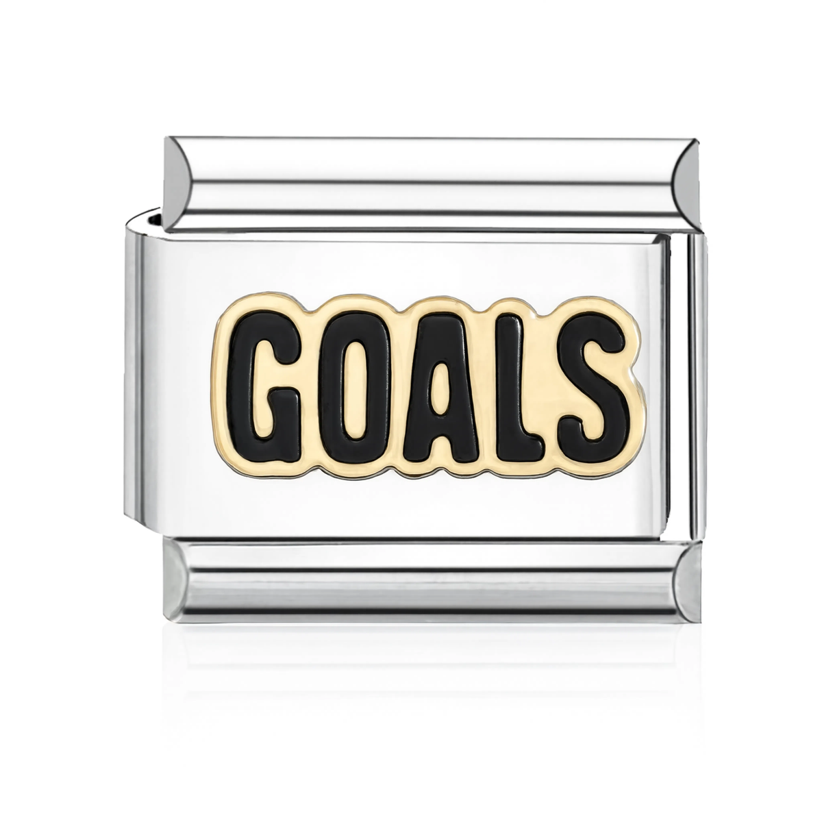 GOALS Text Italian Charm - Silver