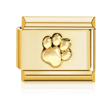 Gold Paw Print Italian Charm - Gold