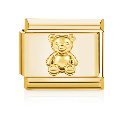 Gold Teddy Bear Italian Charm - Gold