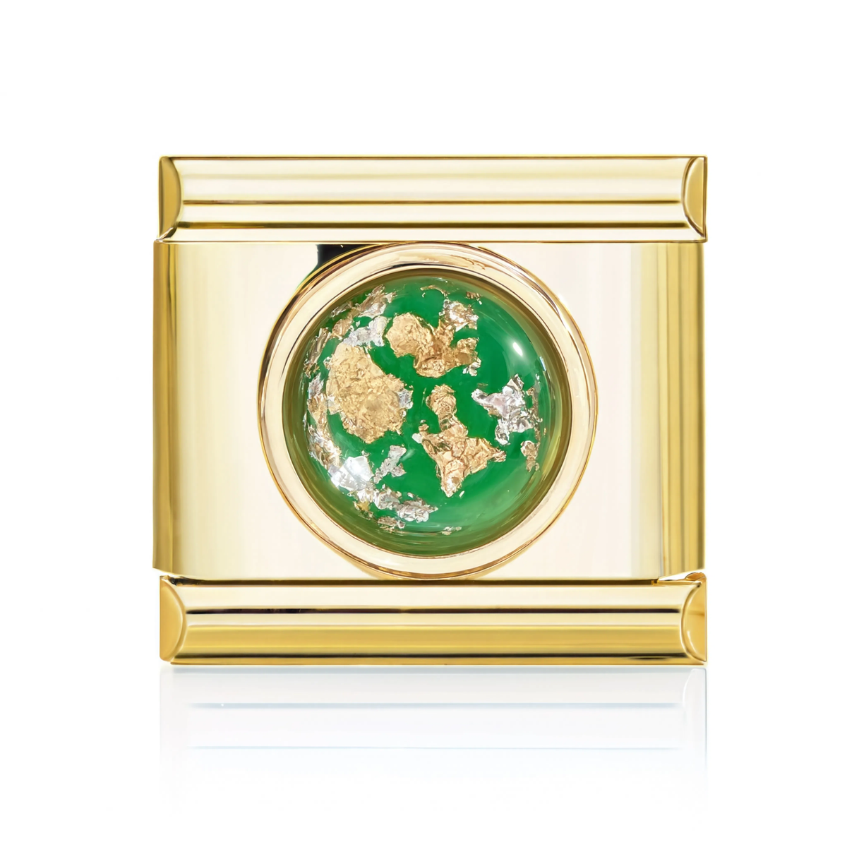 Green Gold Foil Dome Gold Italian Charm