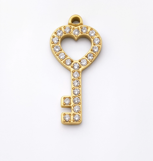 Heart Key Pendant Charm Gold