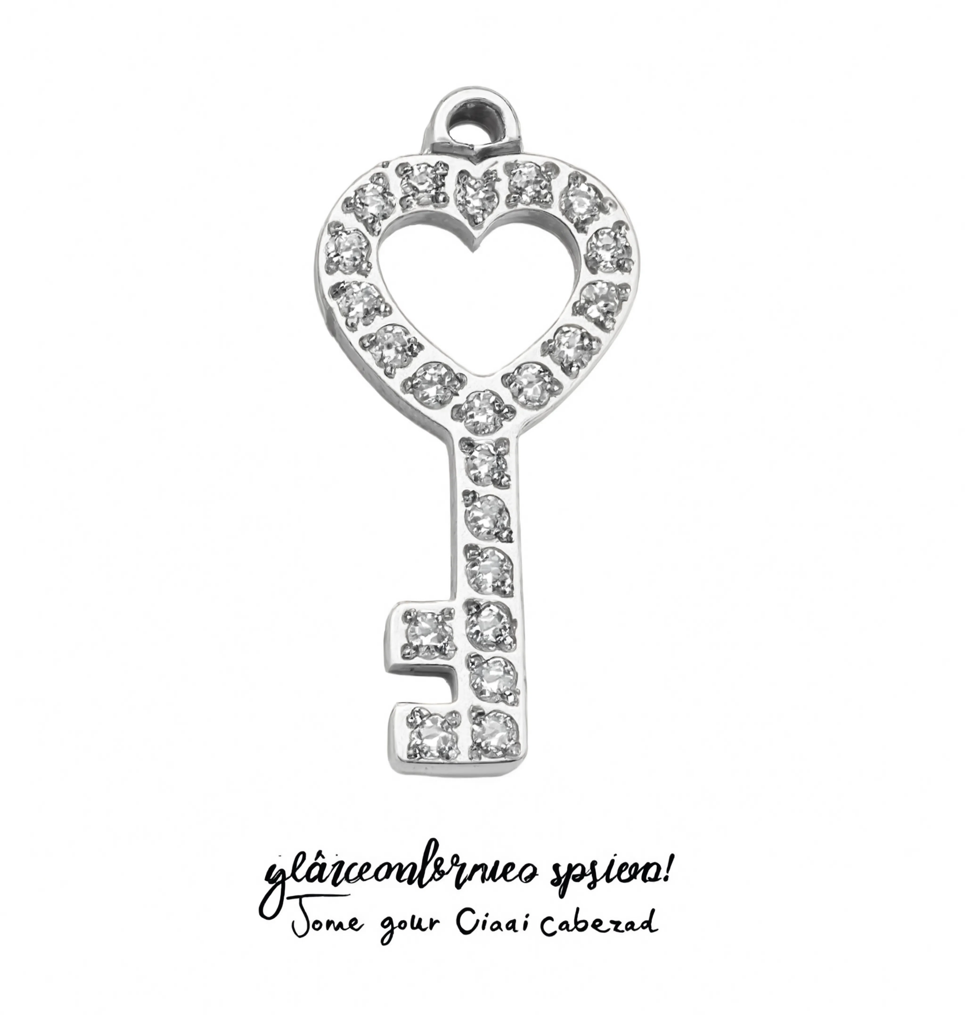 Heart Key Pendant Charm Silver