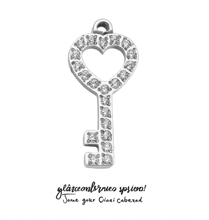 Heart Key Pendant Charm Silver