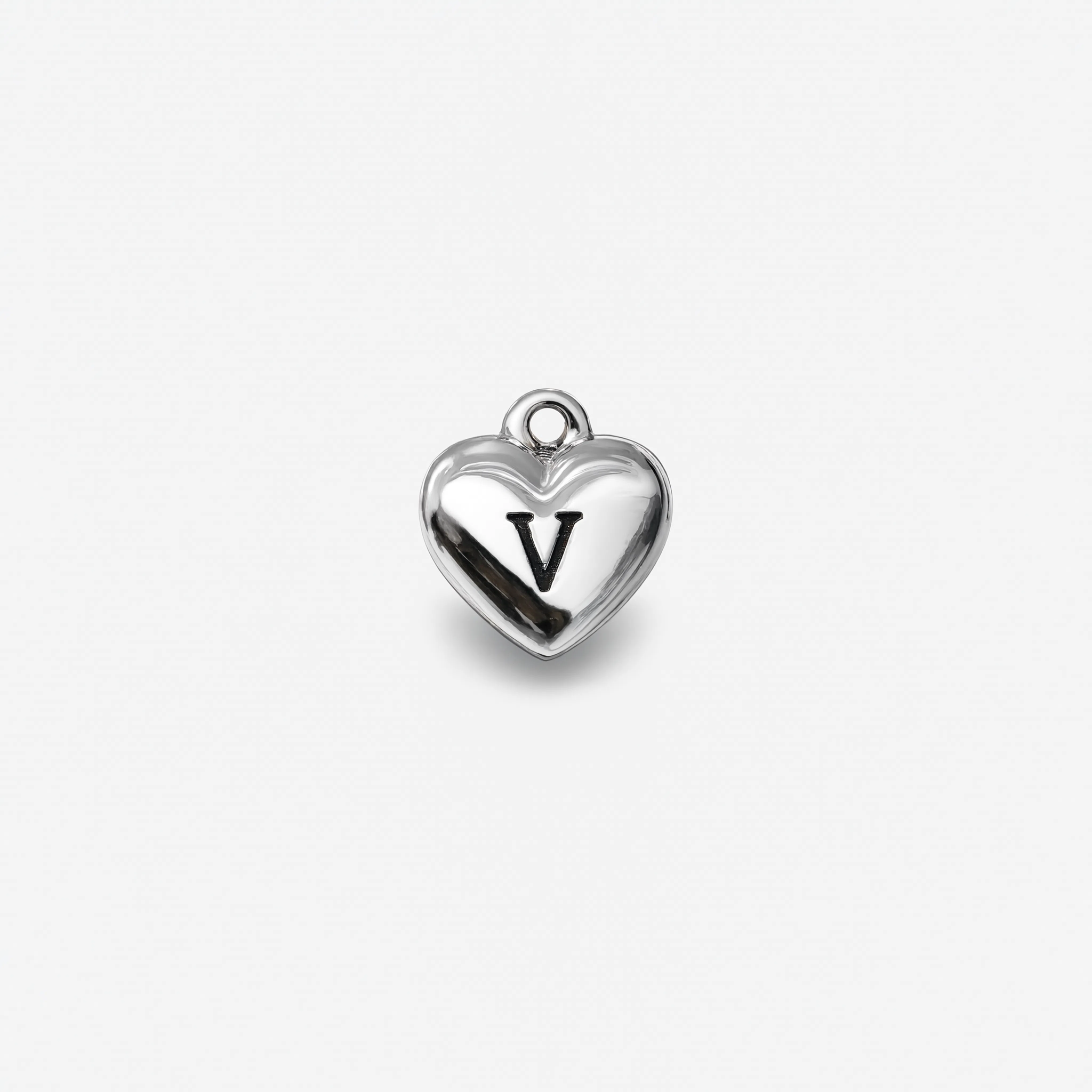 Letter V Charm Silver