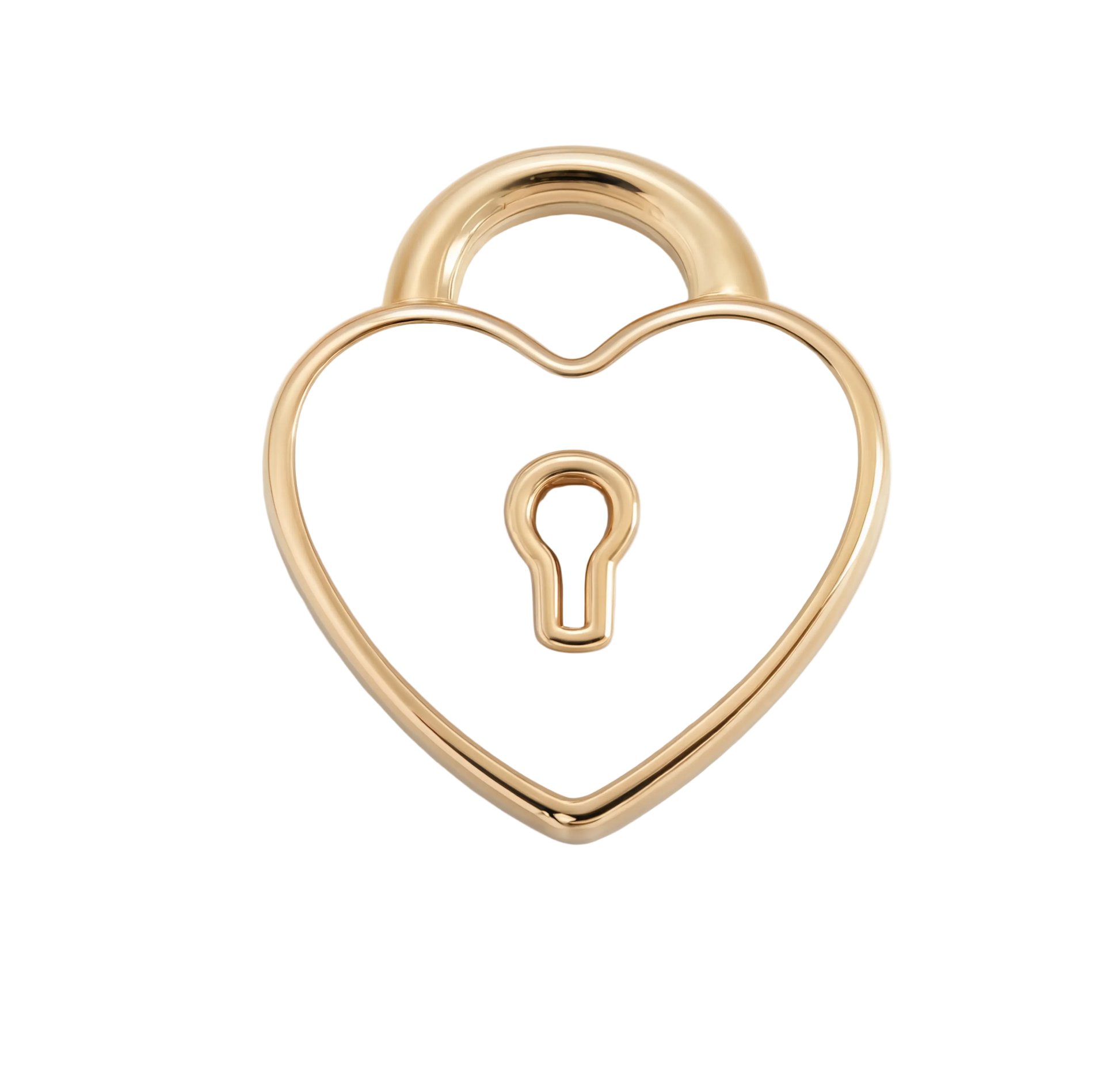 Heart Padlock White Charm Gold