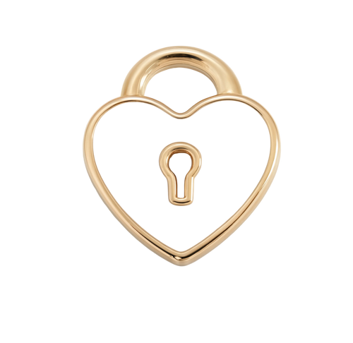 Heart Padlock White Charm Gold