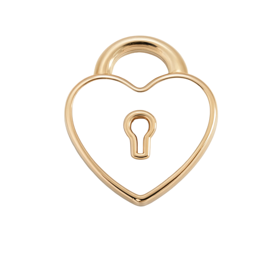Heart Padlock White Charm Gold