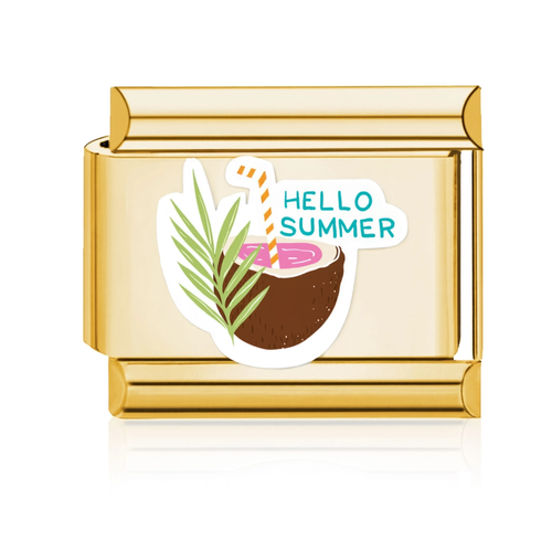 Hello Summer Coconut Italian Charm Gold