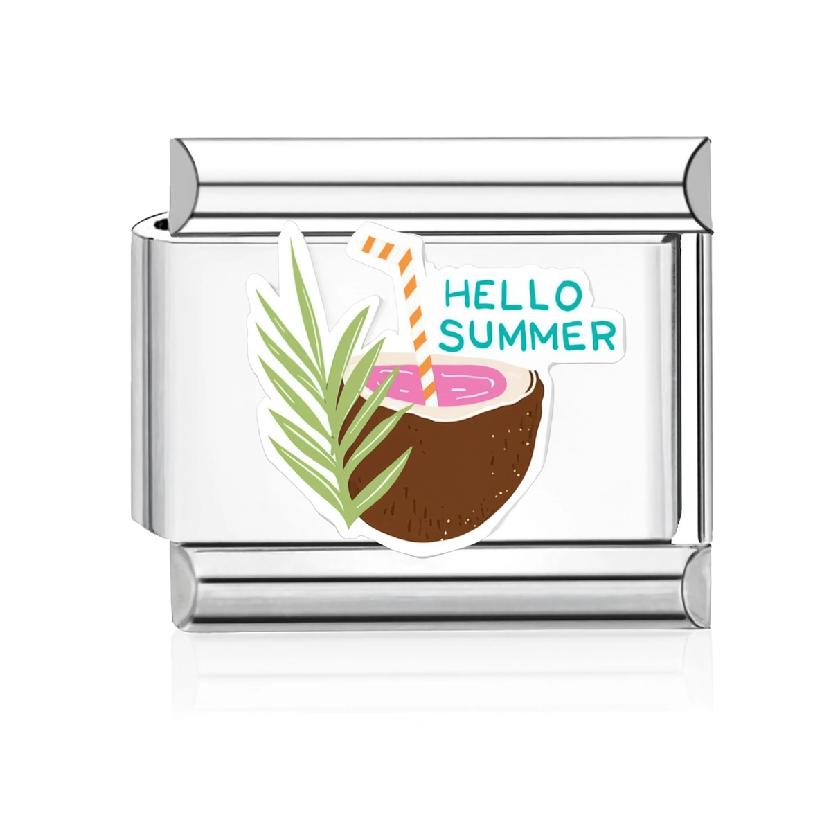 Hello Summer Coconut Italian Charm Silver