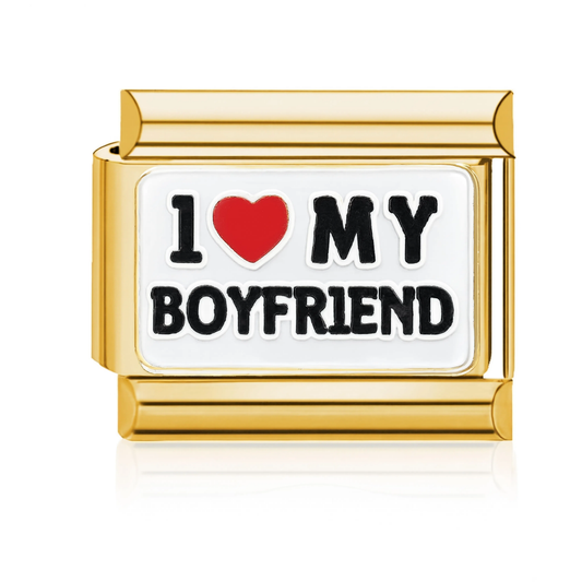 I Love My Boyfriend Italian Charm Gold