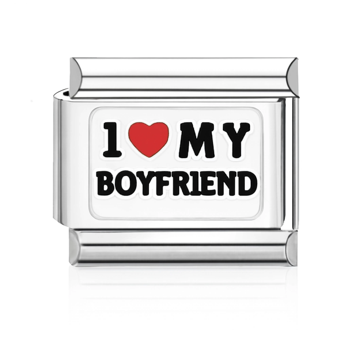 I Love My Boyfriend Italian Charm Silver