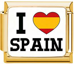 I Love Spain Italian Charm - Gold