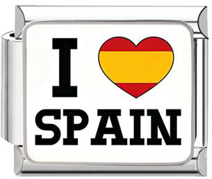 I Love Spain Italian Charm - Silver