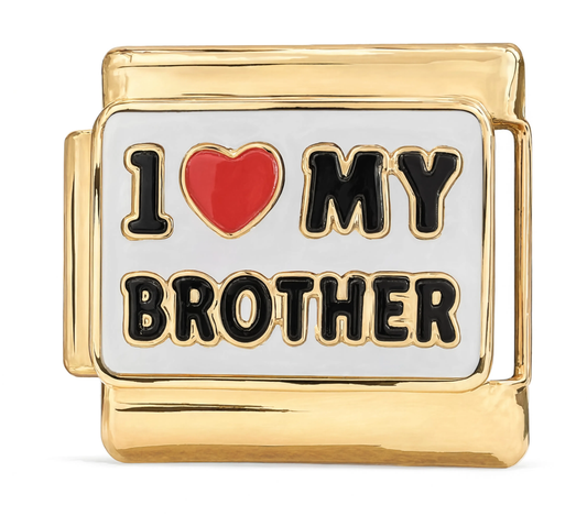 I Love My Brother Italian Charm Gold