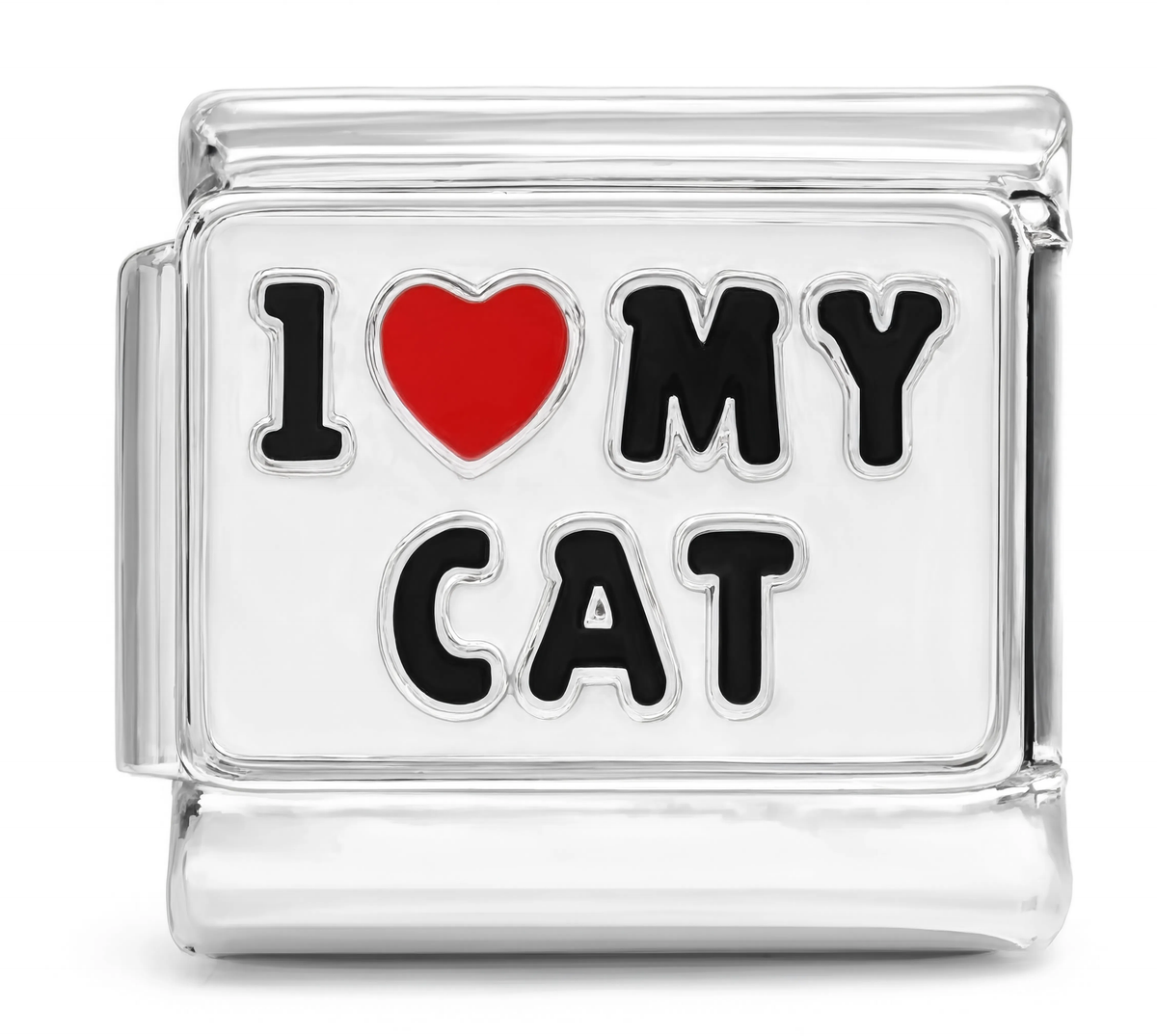 I Love My Cat Italian Charm Silver