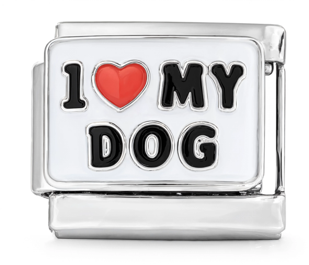 I Love My Dog Italian Charm Silver