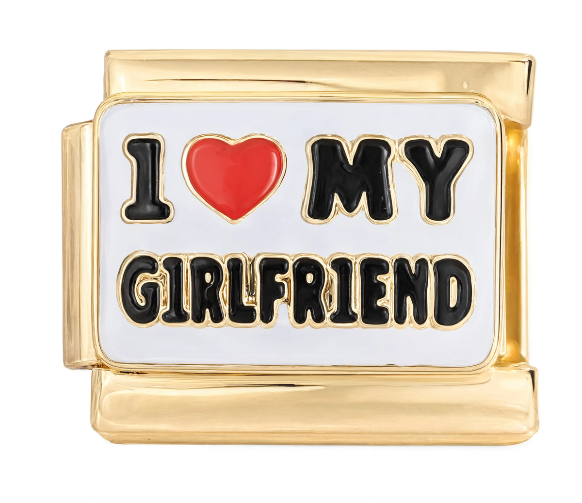 I Love My Girlfriend Italian Charm Gold
