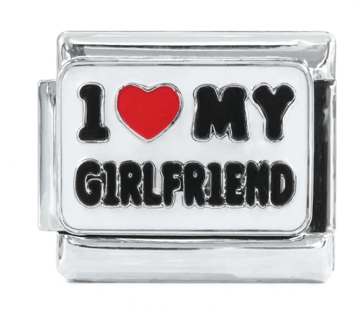 I Love My Girlfriend Italian Charm Silver