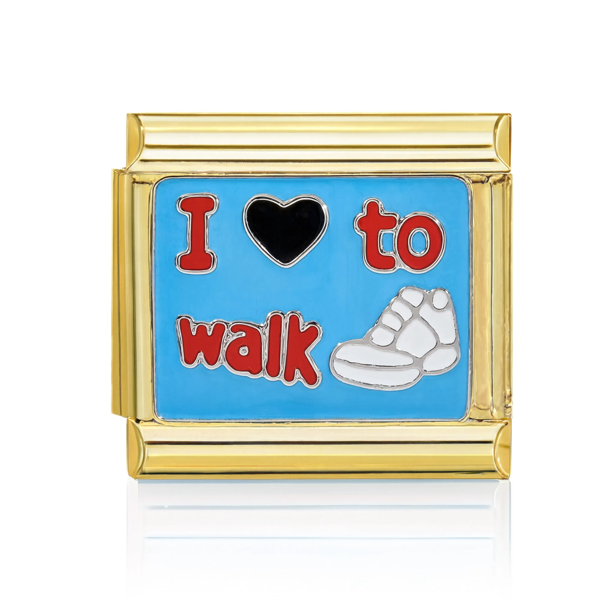 I Love To Walk Gold Italian Charm
