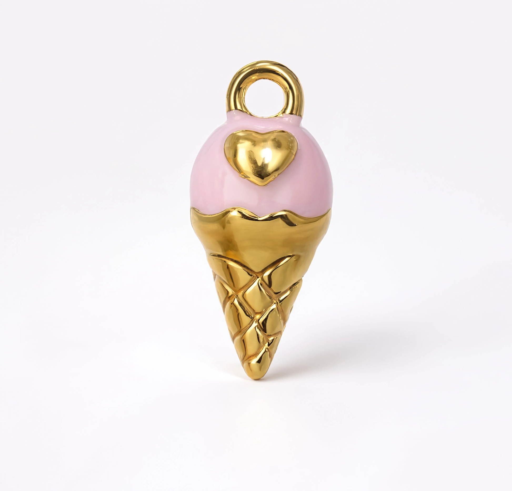 Ice Cream Cone Charm Gold