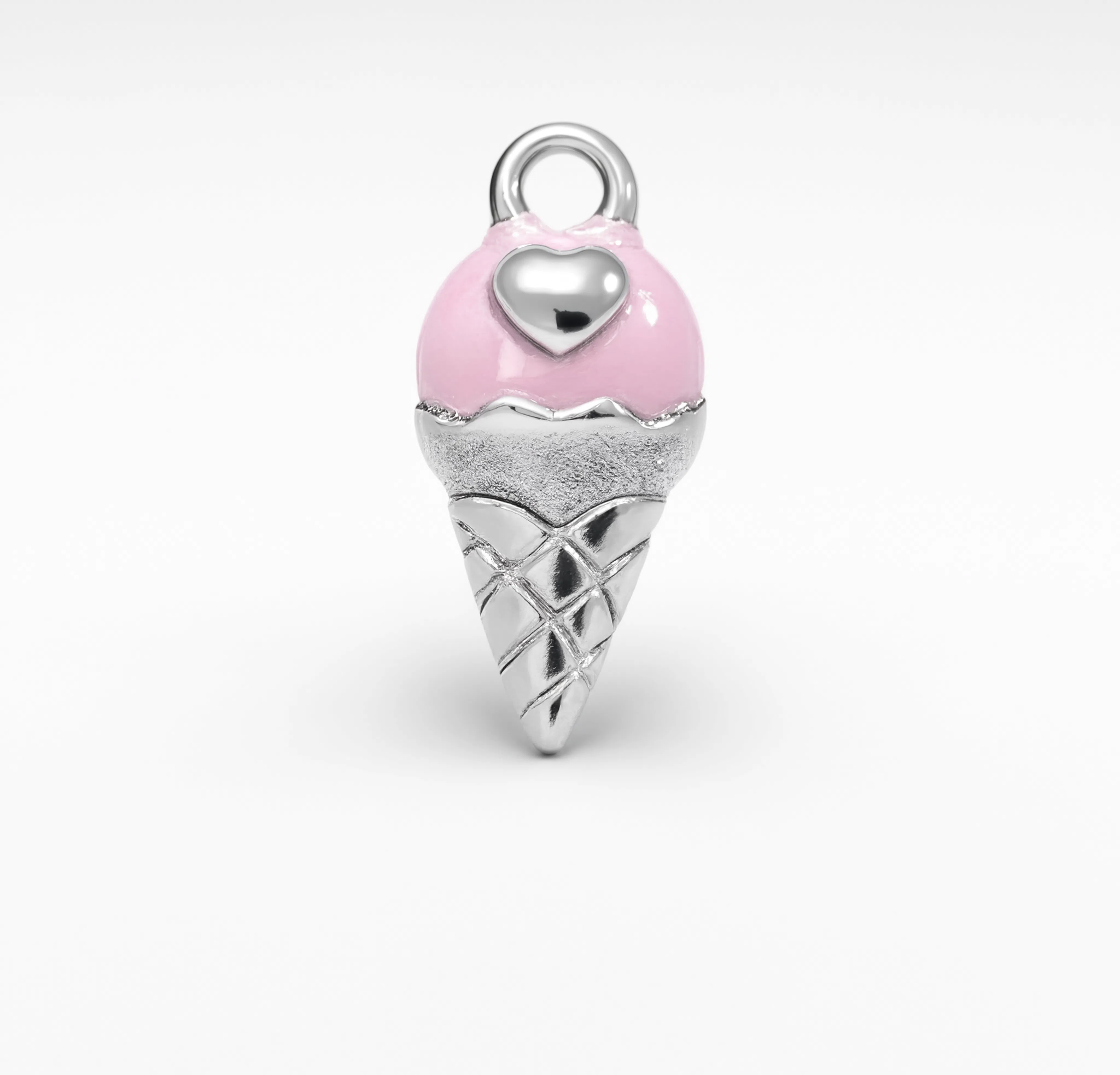 Ice Cream Cone Charm Silver