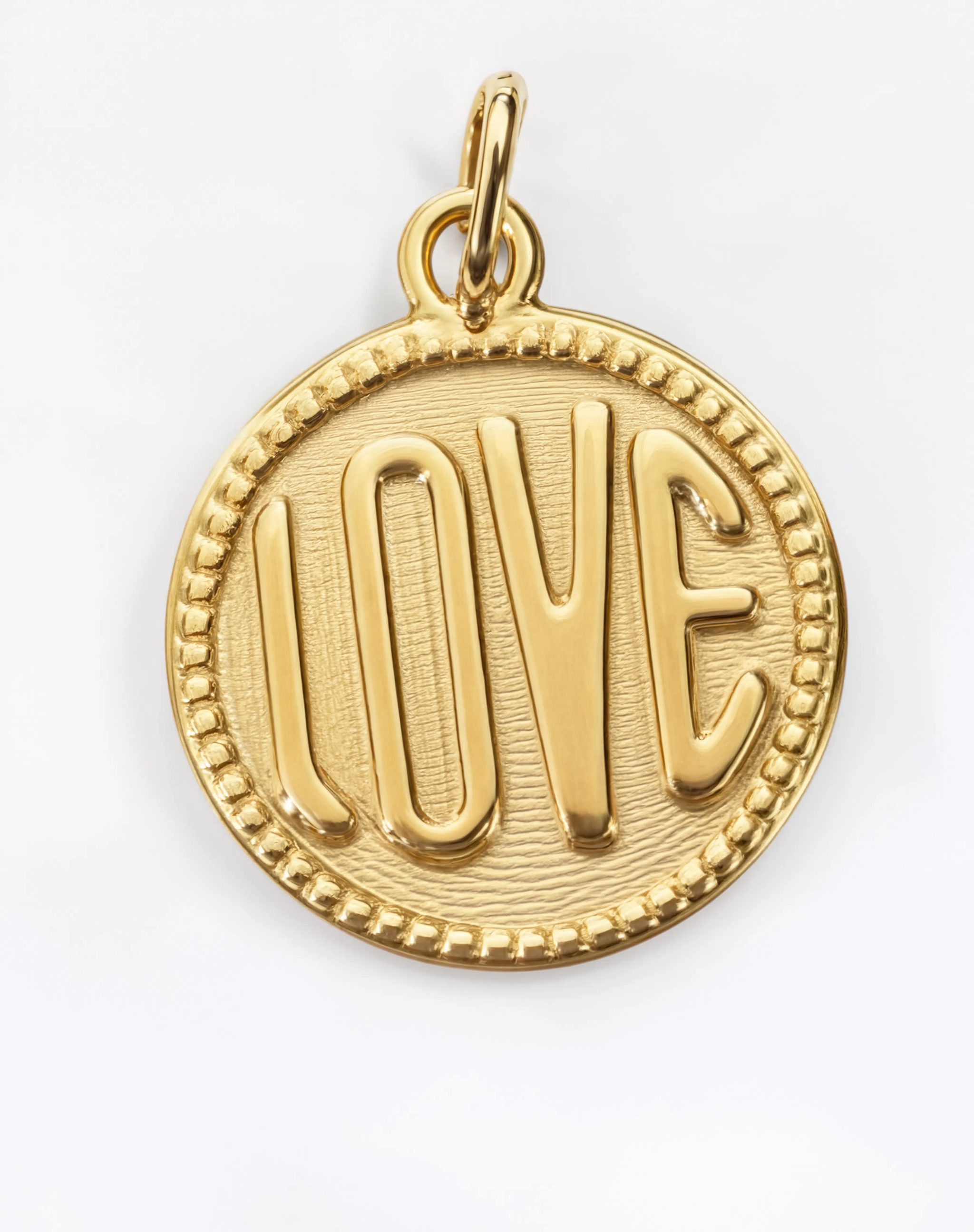 LOVE Round Coin Charm Gold