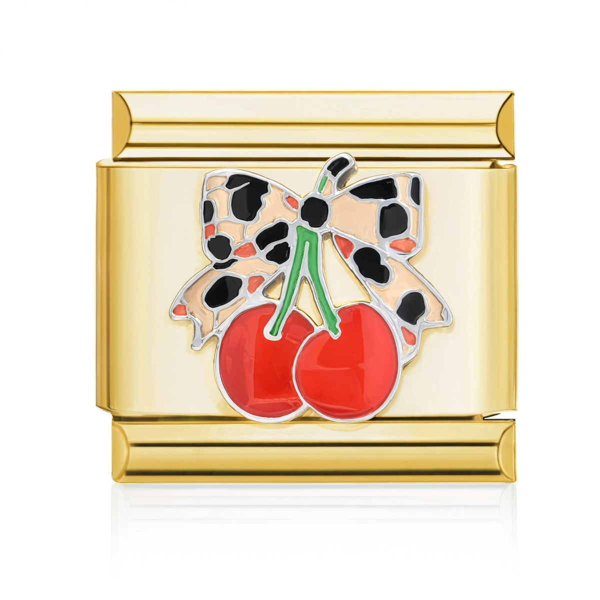 Leopard Bow Cherries Charm HD