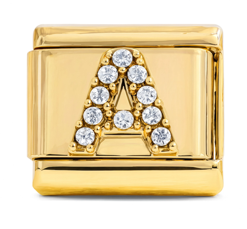 Letter A Italian Charm Gold