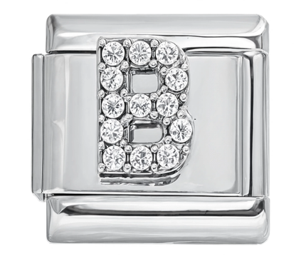 Letter B Italian Charm Silver