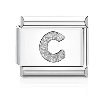 Letter C Initial Italian Charm - Silver