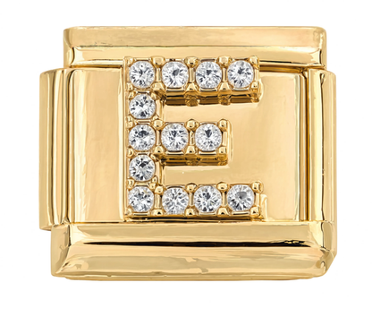 Letter E Italian Charm Gold