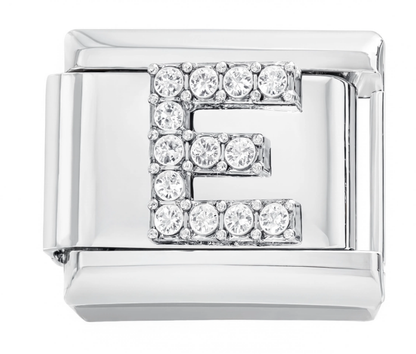 Letter E Italian Charm Silver