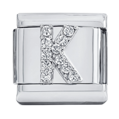 Letter K Italian Charm Silver