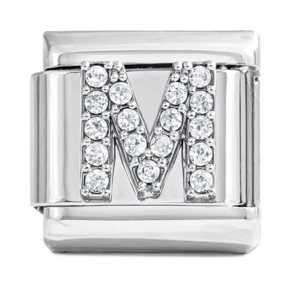 Letter M Italian Charm Silver
