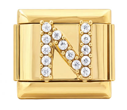 Letter N Italian Charm Gold