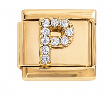 Letter P Italian Charm Gold