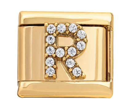 Letter R Italian Charm Gold