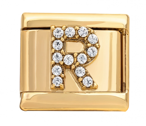 Letter R Italian Charm Gold