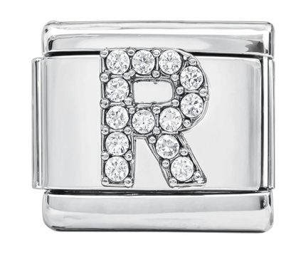 Letter R Italian Charm Silver