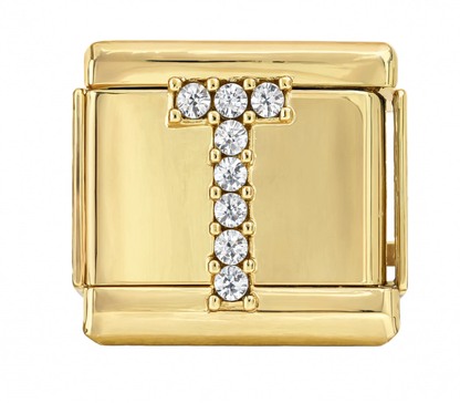 Letter T Italian Charm Gold