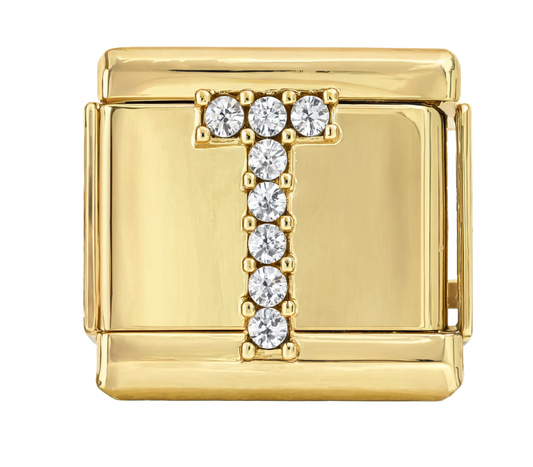 Letter T Italian Charm Gold