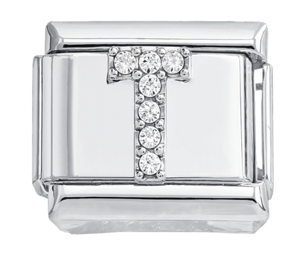 Letter T Italian Charm Silver