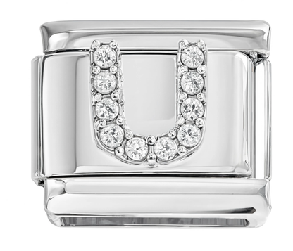 Letter U Italian Charm Silver