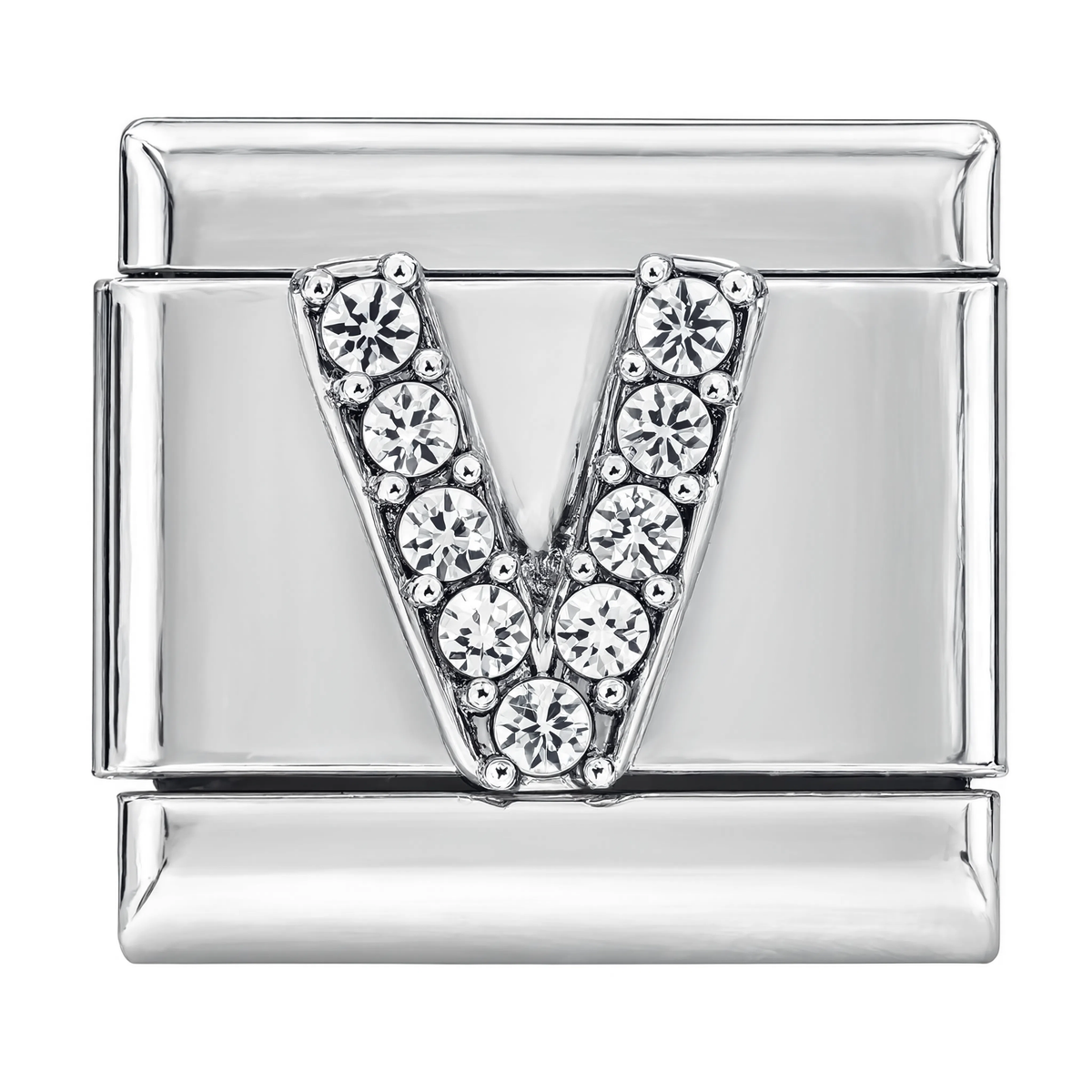 Letter V Italian Charm Silver