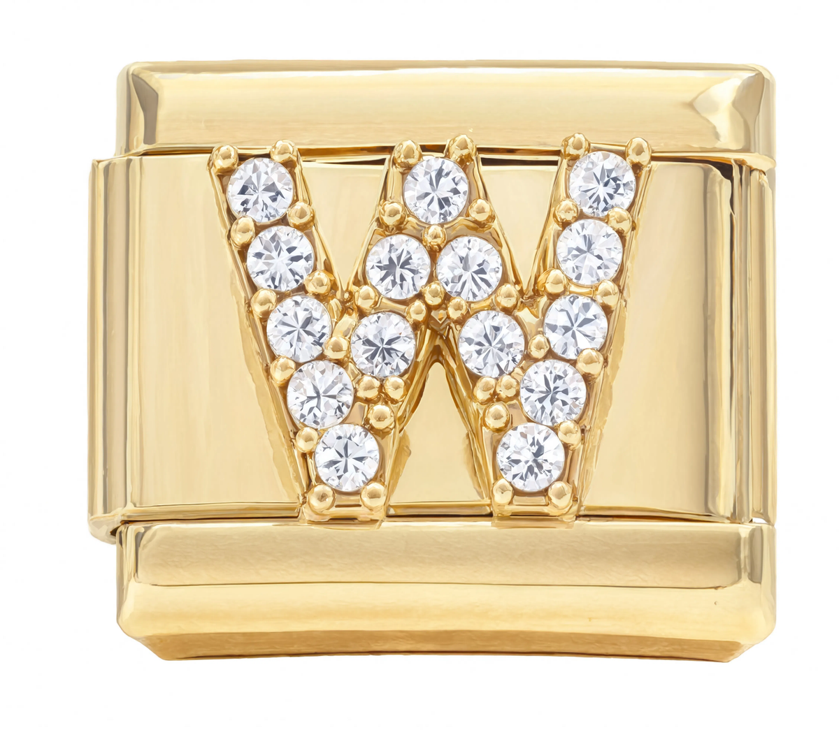 Letter W Italian Charm Gold