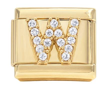 Letter W Italian Charm Gold