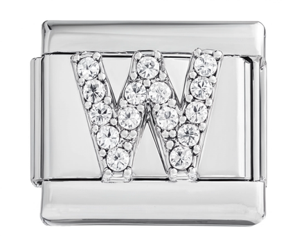 Letter W Italian Charm Silver