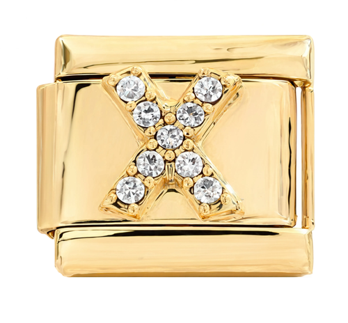 Letter X Italian Charm Gold