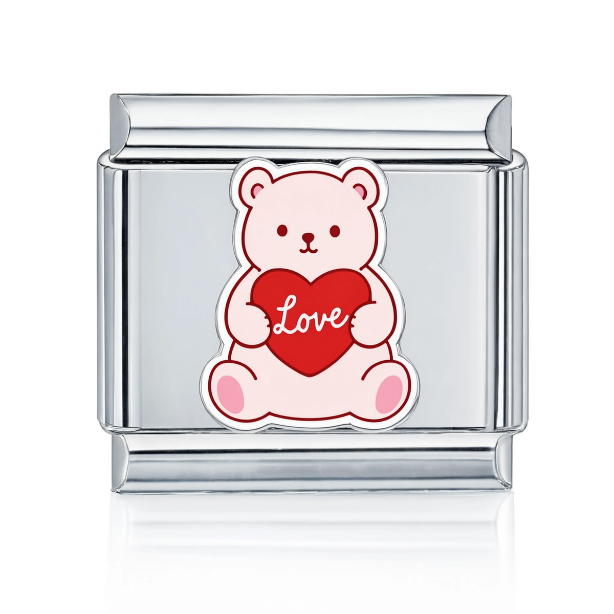 Love Teddy Bear Charm Silver